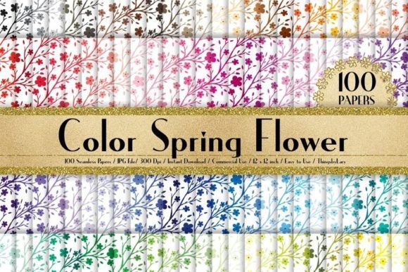 100 Seamless Color Spring Flower Papers: Your Go-To Design Asset