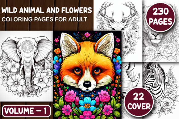 230 Wild Animal and Flowers Color Pages: A Creative Asset for Adults