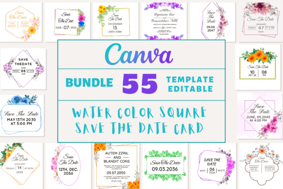 55 Water Color Square Save the Date Card Designs