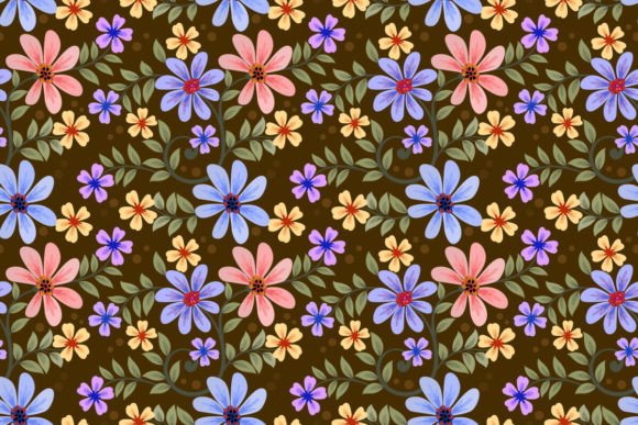 Colorful Flower on Brown Color Pattern: A Designer's Earthy Asset