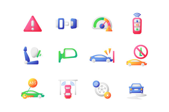 Driving Safety Vector Flat Color Icons: A Practical Design Asset