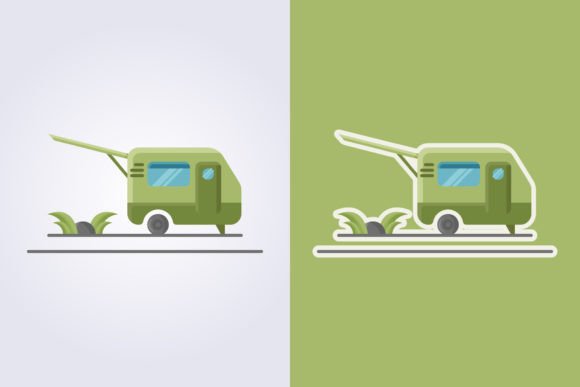 Flat Color Caravan Icon Vector Logo: Your Design Toolkit