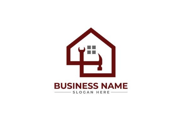 Home Repair Logo with Hammer Red Color