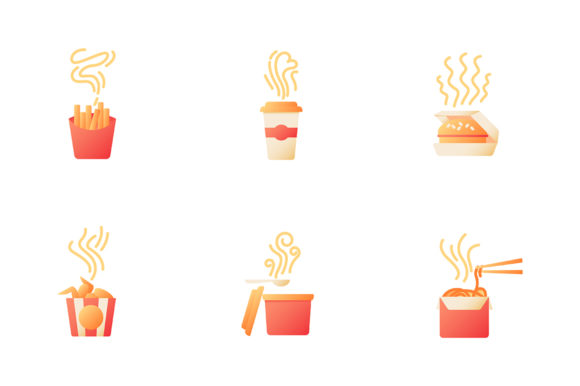 Hot Fast Food Take Out Color Icons: A Design Asset for Instant Appeal