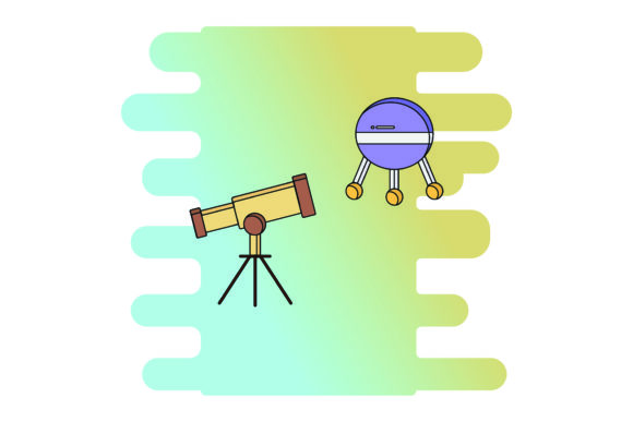 Icon Flat Space Telescope Color Outline: A Modern Creative Asset