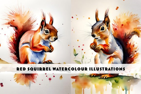 Red Squirrel Watercolour Duo: A Touch of Whimsy