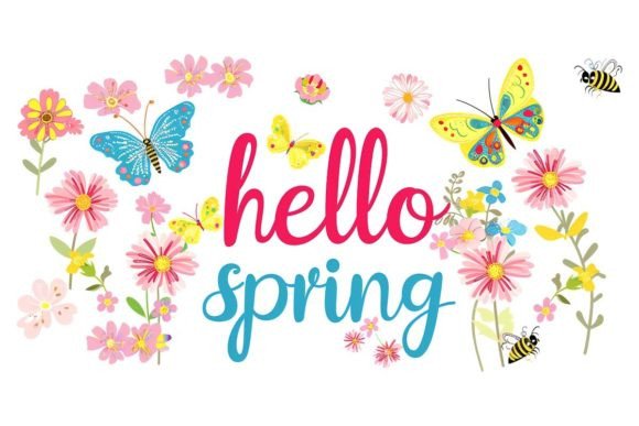 Spring Watercolour Hello Spring Text: A Fresh Take on Seasonal Design