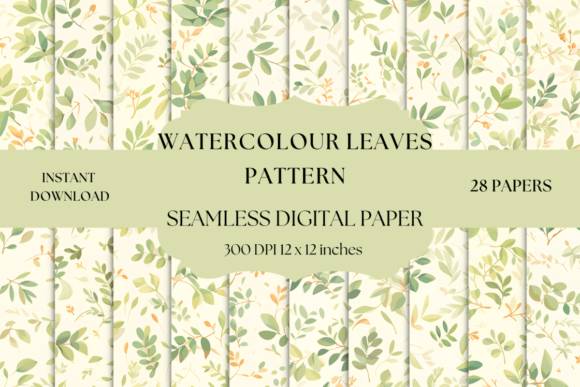 Watercolour Leaves Pattern Digital Paper: A Creative Toolkit