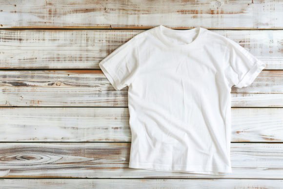 White Color T-shirt on Wooden Background: The Ultimate Design Asset